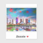 Sticker Columbus Skyline Art Abstrait (Feuille)