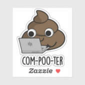Sticker Com-poo-ter Funny Computer Poop Pun (Feuille)