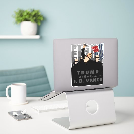 STICKER COMBATTRE COMBATTRE TRUMP VANCE 2024 (Ordinateur portable sur le bureau)