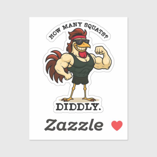 Sticker Combien de squats ? Diddly – Funny Rooster Gym (Feuille)