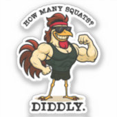 Sticker Combien de squats ? Diddly – Funny Rooster Gym (Recto)