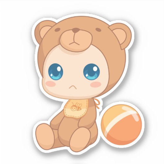 Sticker Combinaison pour bébé garçon fille ours (Devant)