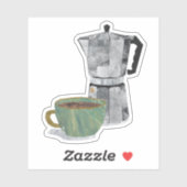 Sticker combo café (pot et tasse de moka) (Feuille)