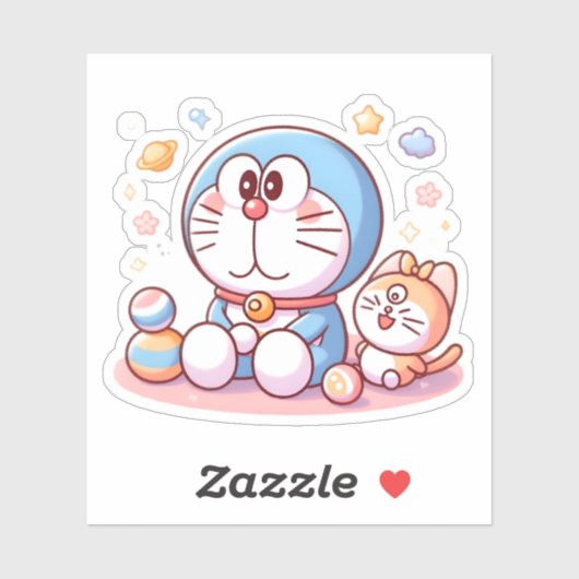 Sticker Come Come Cat And Doraemon (Feuille)