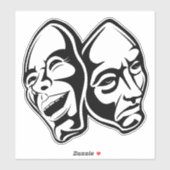 Sticker Comédie Tragédie théâtrale masques masquer la vie  (Feuille)