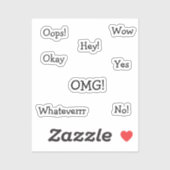 Sticker Comic Reaction Words | Funny Minimal Typography (Feuille)