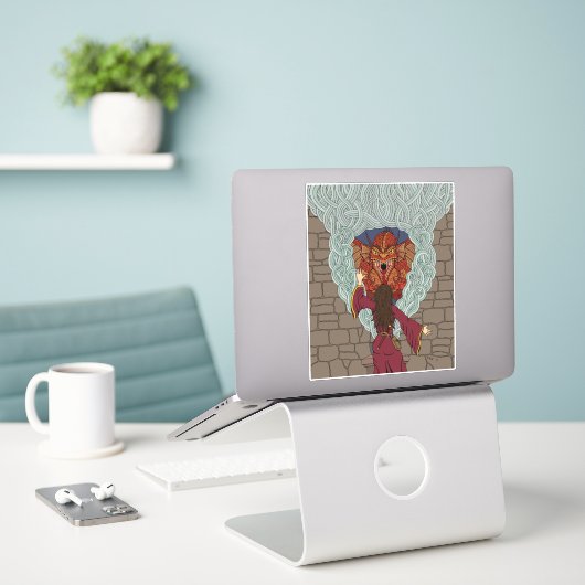 Sticker Comjurer le dragon (Ordinateur portable sur le bureau)