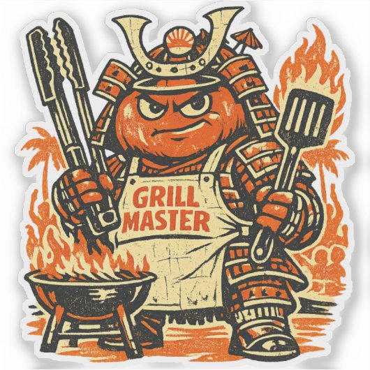 Sticker Commandant BBQ Char Tank tomate — Grill d'été vint (Devant)