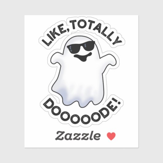 Sticker Comme Totalement Doode Funny Ghost Pun (Feuille)