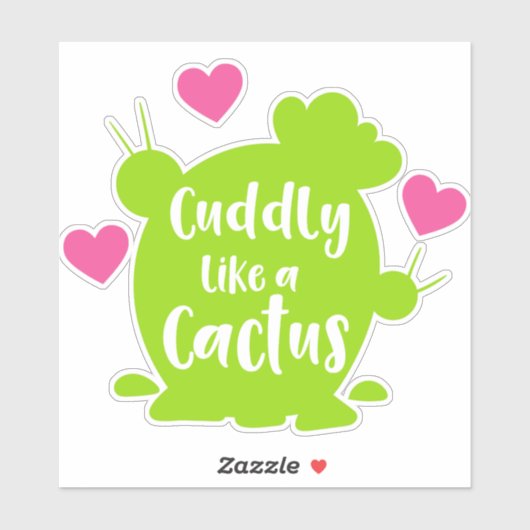 Sticker Comme Un Cactus, Cactus, Succulent, Coeurs (Feuille)