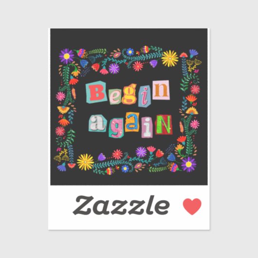 Sticker Commencer à nouveau Encouragement Commencer à plus (Feuille)