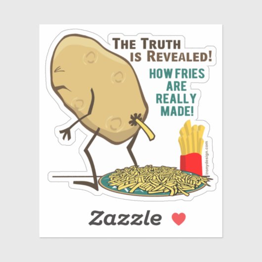 Sticker Comment Les Frites Sont Réellement Faits Contour C (Feuille)