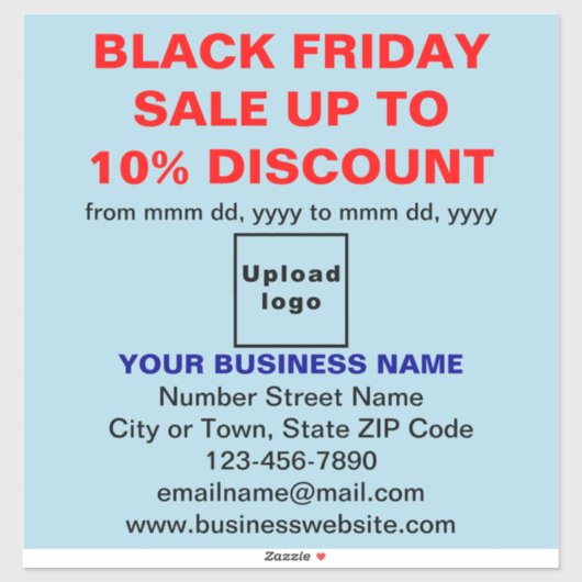 Sticker Commerce noir Vendredi Vente sur bleu clair (Feuille)