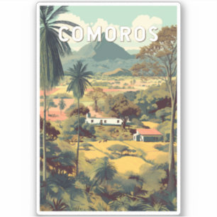 Sticker Comores Illustration Voyage Art Vintage