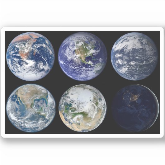 Sticker Comparaison D'Image De Vues Iconiques De La Planèt (Devant)
