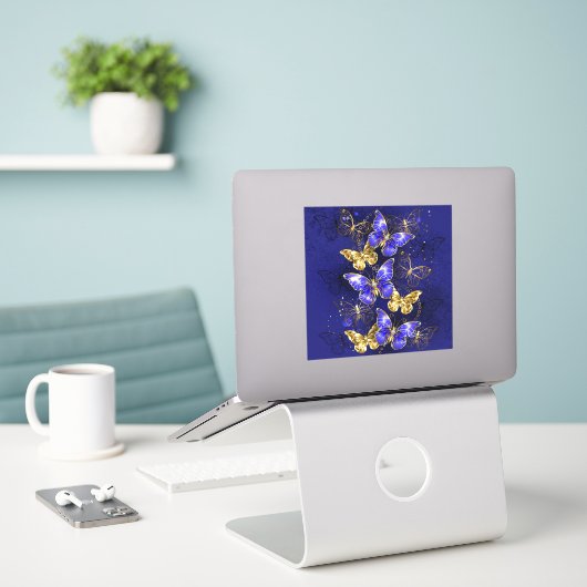 Sticker Composition avec papillons Sapphire (Ordinateur portable sur le bureau)