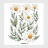 Sticker Composition florale de marguerite blanche (Feuille)