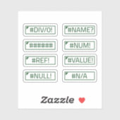 Sticker Comptabilité Excel Erreurs Messages Pack Pack de 8 (Feuille)
