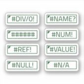 Sticker Comptabilité Excel Erreurs Messages Pack Pack de 8 (Devant)