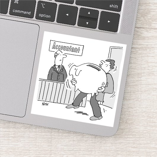 Sticker Comptable Client avec Tirelire Énorme (Détail)