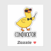 Sticker Con-duck-tor Funny Music Conducteur Canard Pun (Feuille)