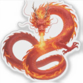 Sticker Conception artistique de fantasy de dragon de feu, (Devant)