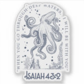 Sticker Conception chrétienne de la pieuvre Eaux profondes (Devant)