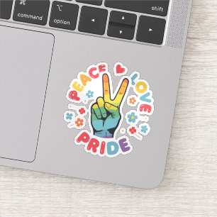 Sticker Conception colorée avec paix, amour et fierté à la