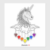Sticker Conception d'art d'illustration de licorne magique (Feuille)