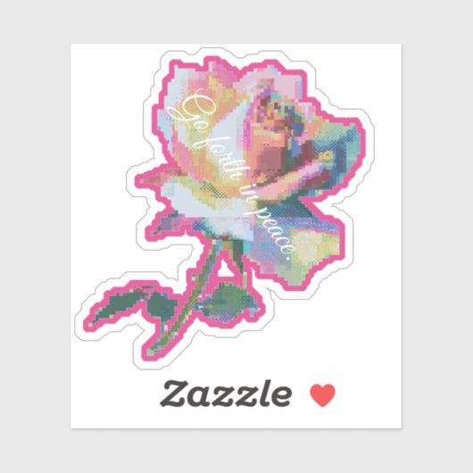 Sticker Conception d'autocollant Fleur Rose Pixel Glitch (Feuille)