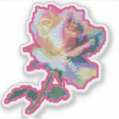 Sticker Conception d'autocollant Fleur Rose Pixel Glitch (Devant)