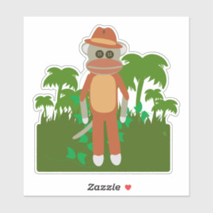 Sticker Conception d'aventure amusante de singe en chausse
