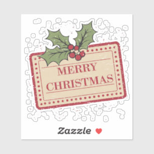 Sticker Conception de balise vintage Joyeux Noël Holly