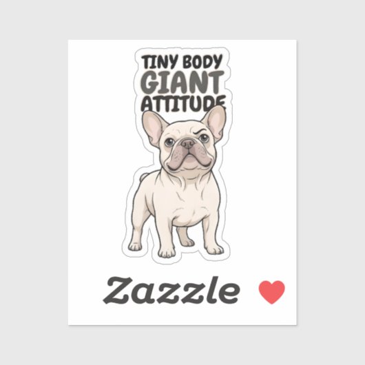 Sticker Conception de Bulldog Français à corps minuscule e (Feuille)