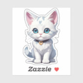 Sticker Conception de chat blanc charmant (Feuille)