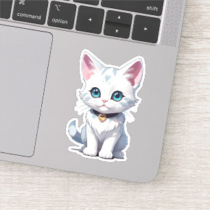 Sticker Conception de chat blanc charmant