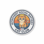 Sticker Conception de chat de batterie sociale introverti (Devant)
