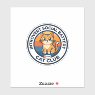 Sticker Conception de chat de batterie sociale introverti