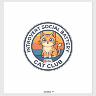 Sticker Conception de chat de batterie sociale introverti