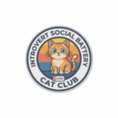 Sticker Conception de chat de batterie sociale introverti (Devant)