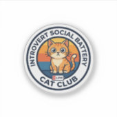 Sticker Conception de chat de batterie sociale introverti (Devant)