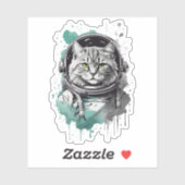 Sticker Conception de chat en étoile noire verte (Feuille)