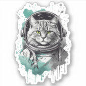 Sticker Conception de chat en étoile noire verte (Devant)