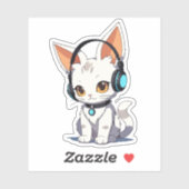 Sticker Conception de chat kawaii charmant (Feuille)