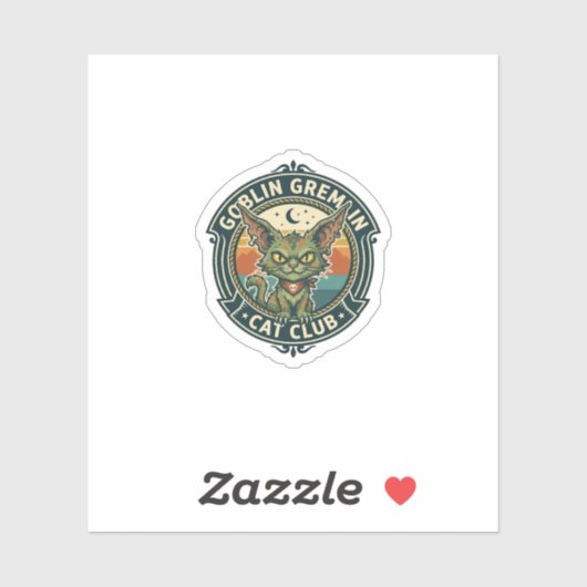 Sticker Conception de chat mignon de lutin gremlin - Gobel (Feuille)