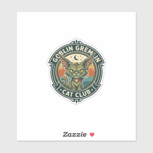 Sticker Conception de chat mignon de lutin gremlin - Gobel (Feuille)