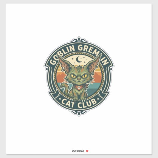 Sticker Conception de chat mignon de lutin gremlin - Gobel (Feuille)