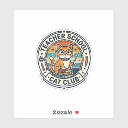 Sticker Conception de chat mignon de professeur d'école - (Feuille)