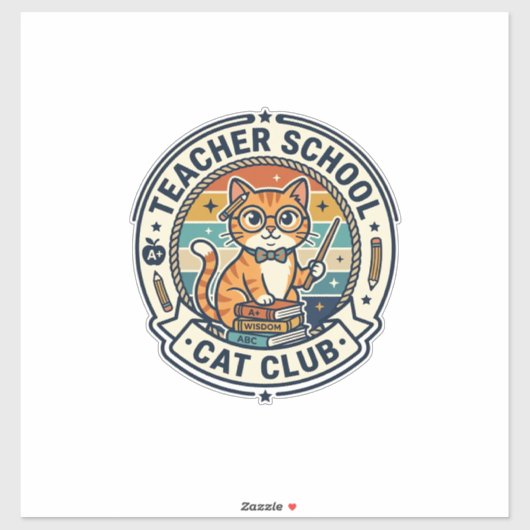 Sticker Conception de chat mignon de professeur d'école - (Feuille)