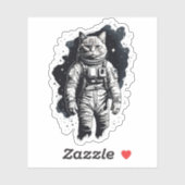 Sticker Conception de chat par astronaute d'encre noire (Feuille)